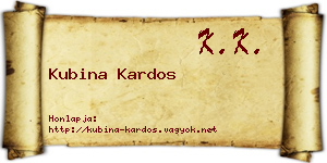 Kubina Kardos névjegykártya